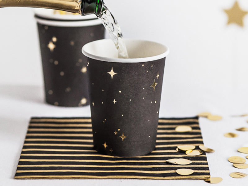 Bicchieri in carta neri con stelle dorate – Universo In Festa