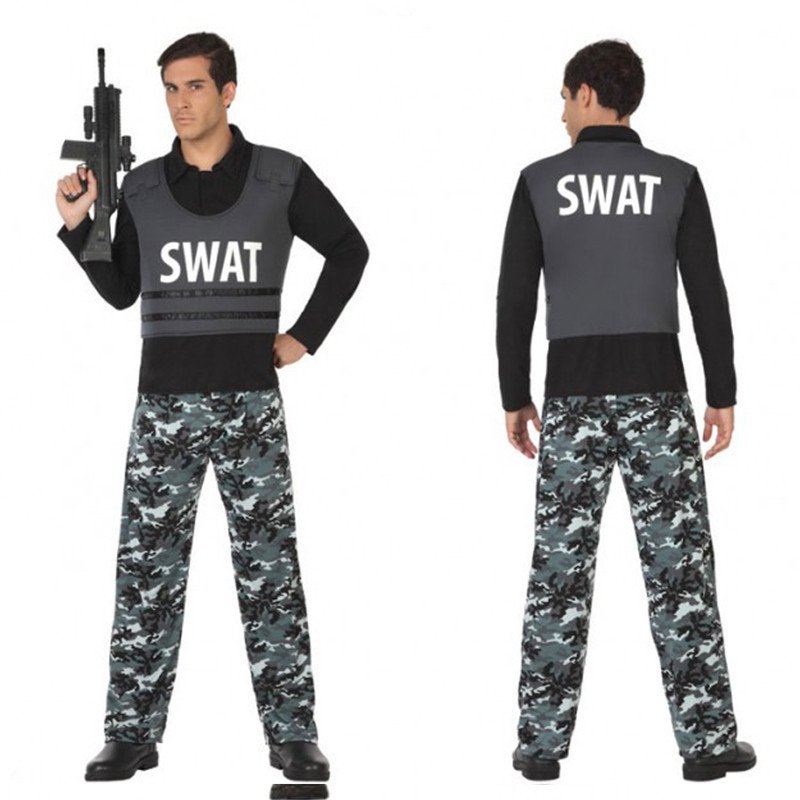 Costume Uomo Poliziotto Forze Speciali SWAT Tg 52/62