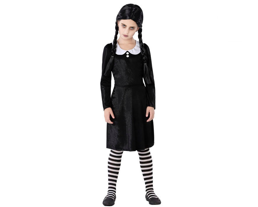 Costume Halloween Carnevale Bambina Travestimento Mercoledi Addams Universo in Festa Costume Halloween Carnevale Bambina Travestimento Mercoledi Addams Universo in Festa