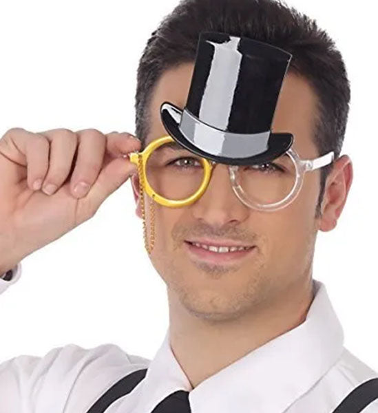 Occhiali con cappello cilindro lord londinese