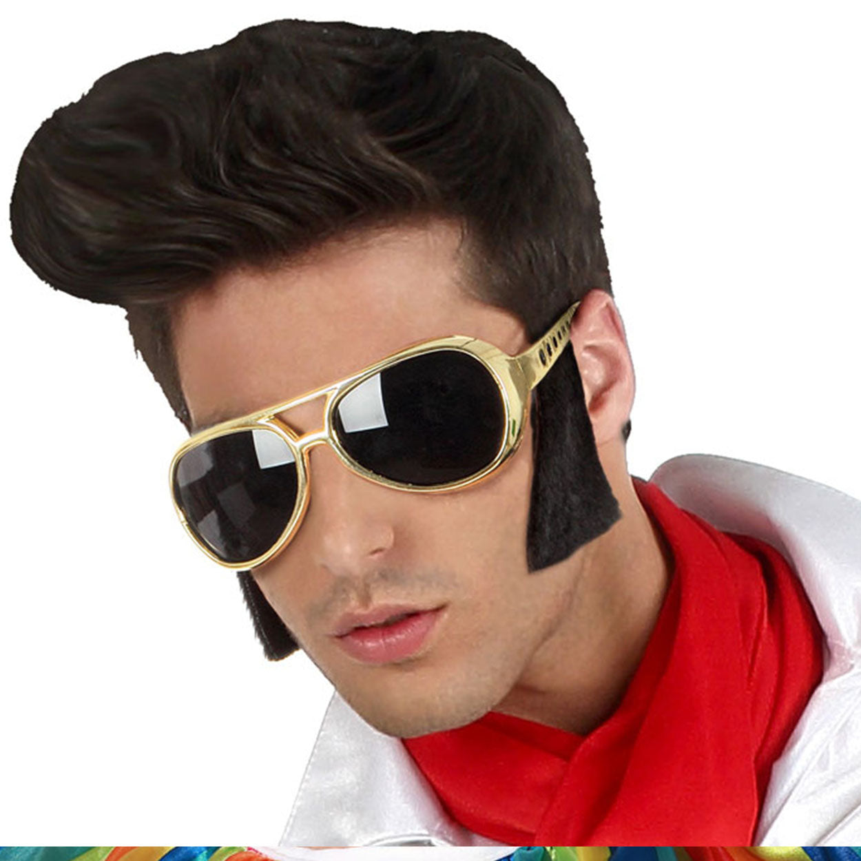 Occhiali Elvis lenti scure e basettoni