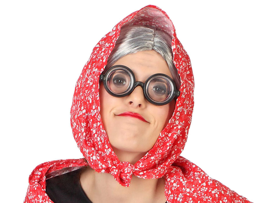 Occhiali neri con lenti spesse travestimento nerd o vecchia befana