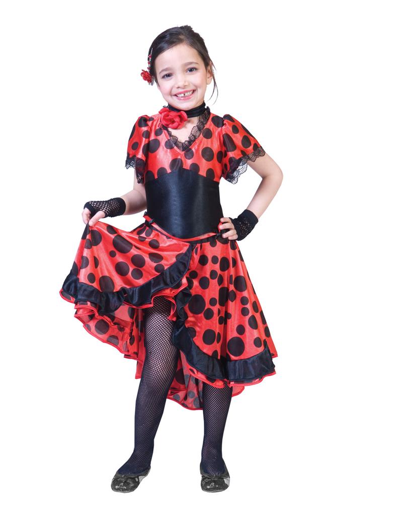 Costume Bambina Flamenco Spagnola Gitana Rossa Tg 5/7A – Universo In Festa