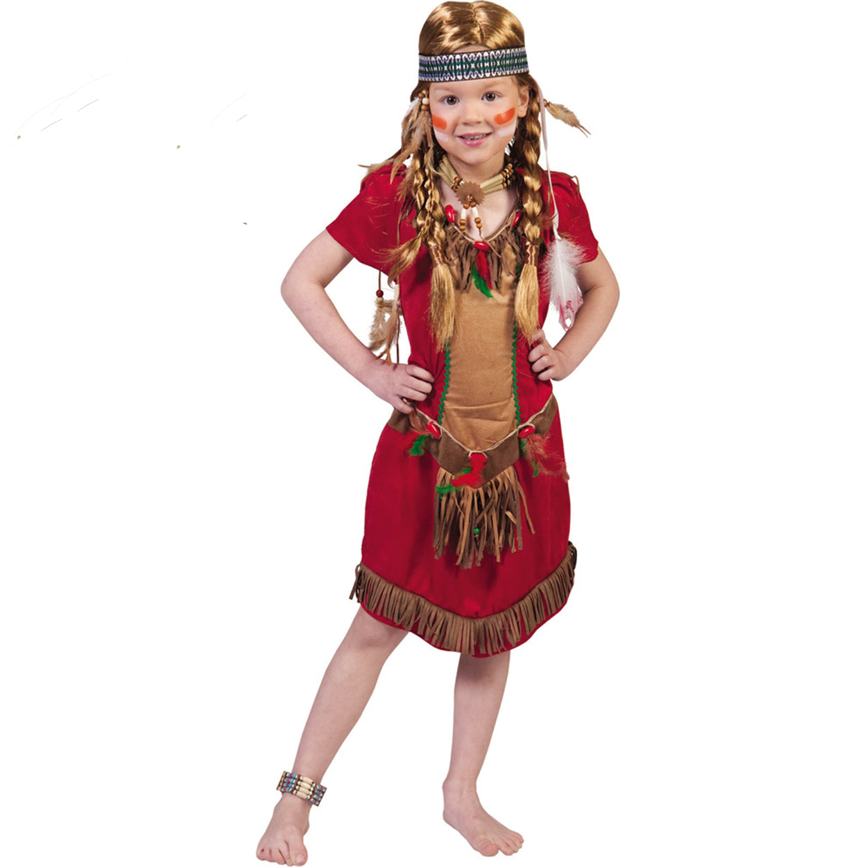 Costume Bambina Indiana Squaw Rossa Tg 9/14A – Universo In Festa