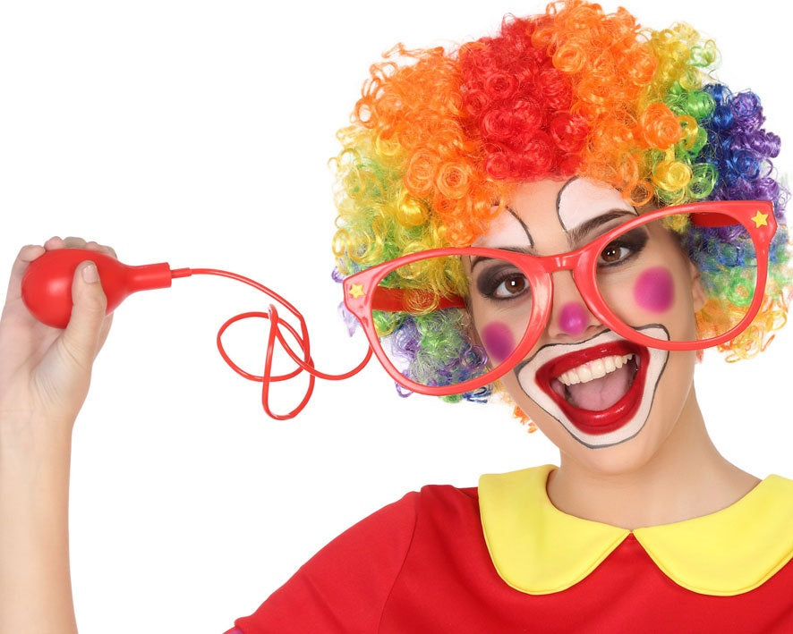 Occhiali giganti Clown con scherzo spruzzo acqua