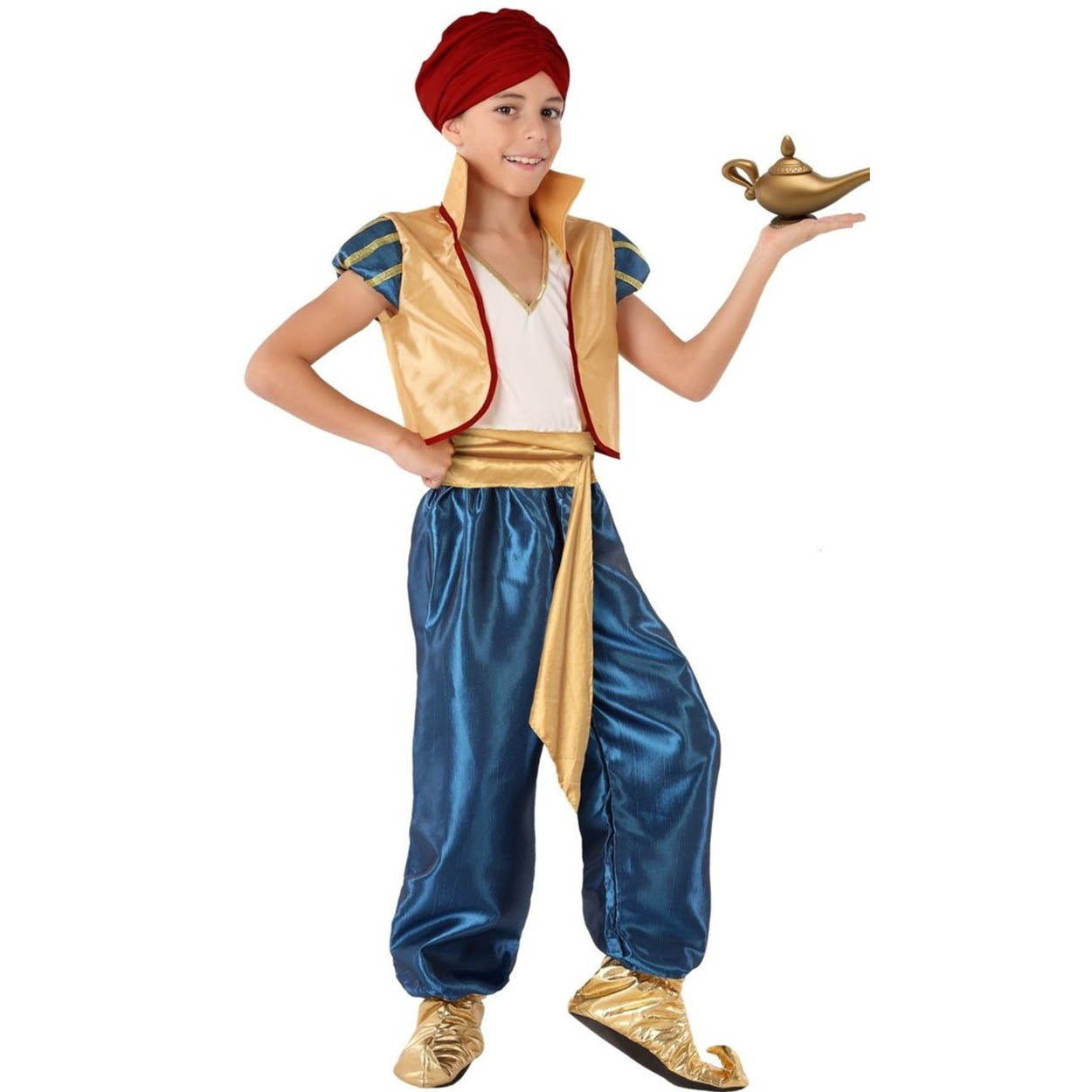 Costume Bambino Genio Lampada Aladino Principe Arabo Tg 3/12A – Universo In  Festa