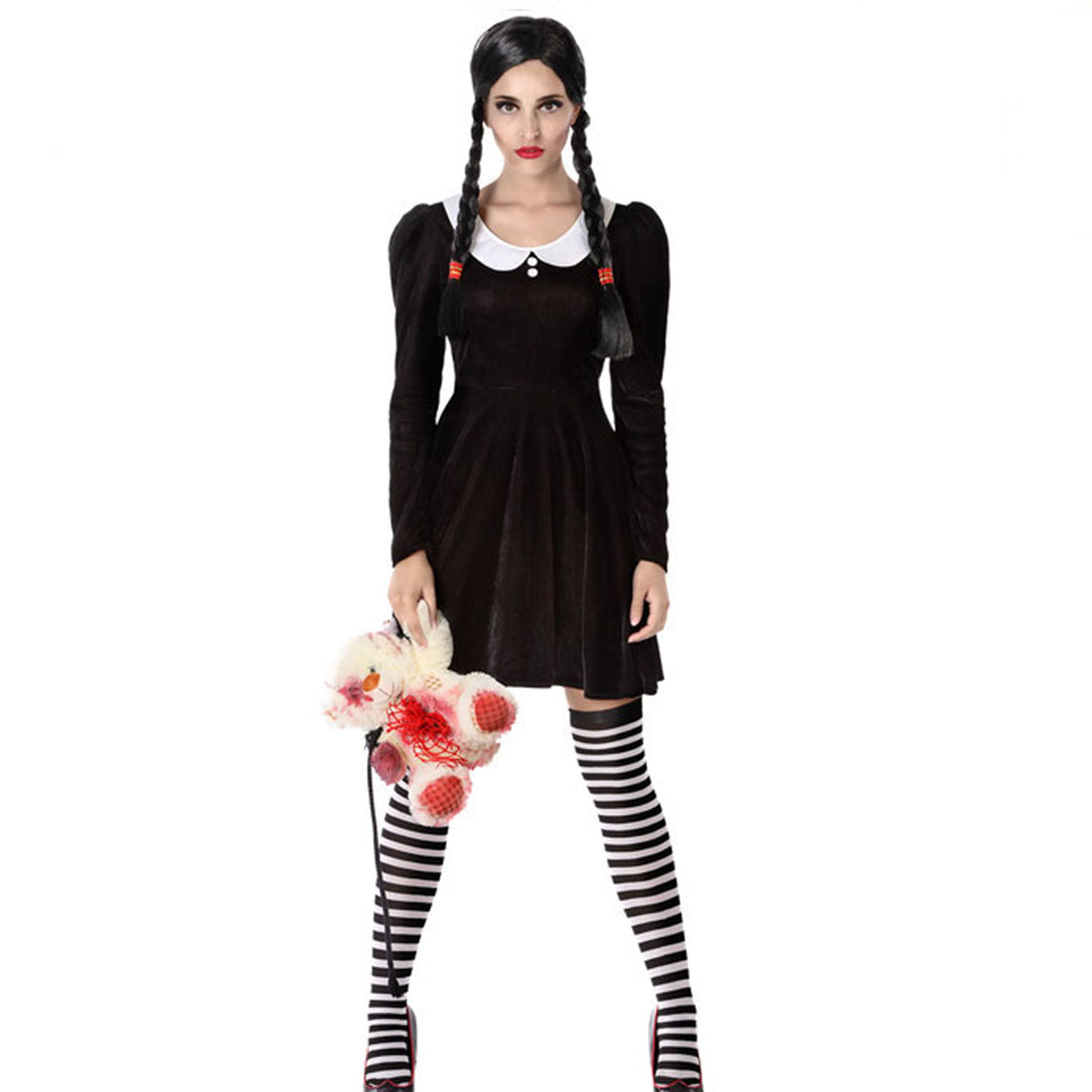 Costume Halloween Carnevale Donna Travestimento Mercoledi Addams