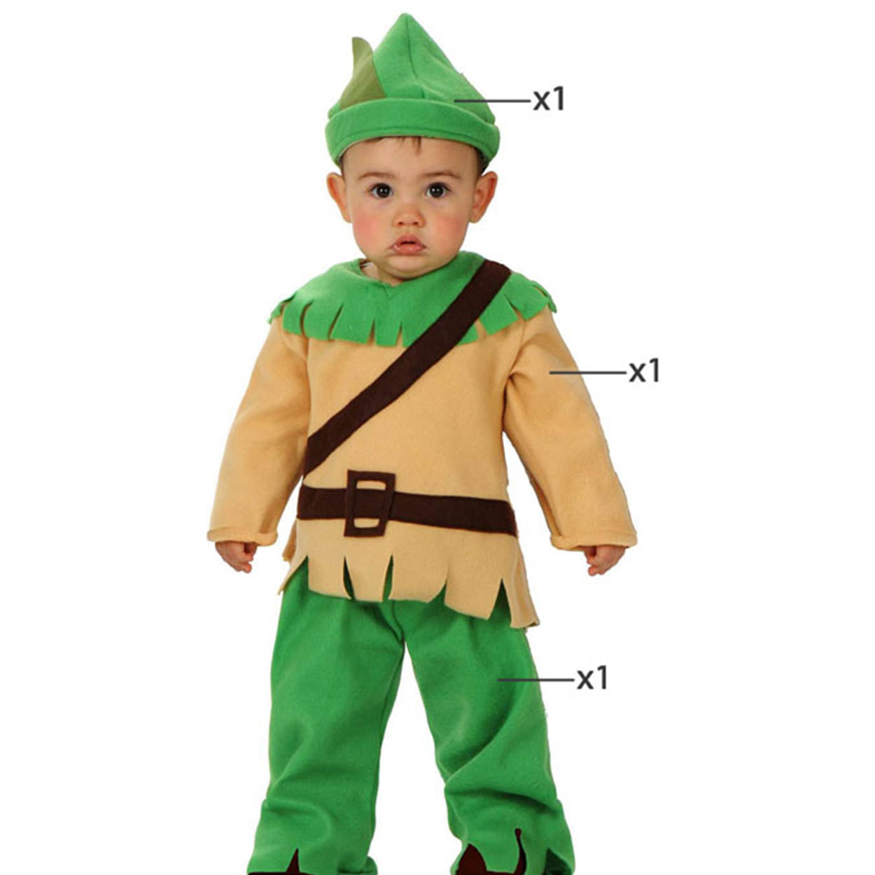 Costume Baby Bebe Arciere Robin Hood Tg 12/36 mesi