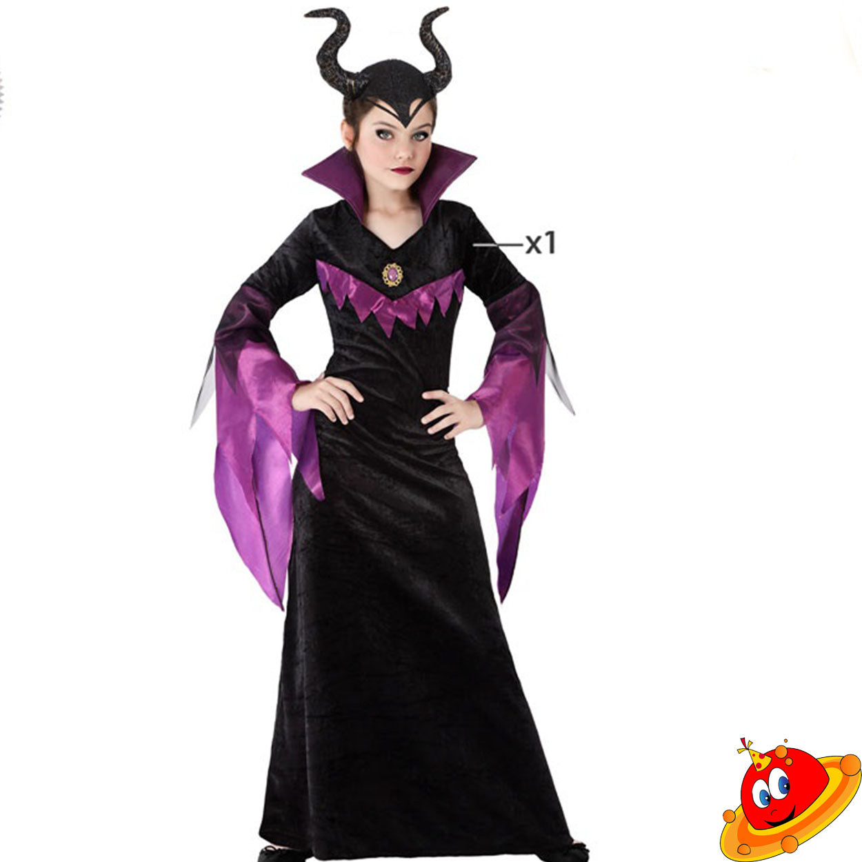 Costume Halloween Carnevale Bambina Travestimento Malvagia Maleficent  Grimilde