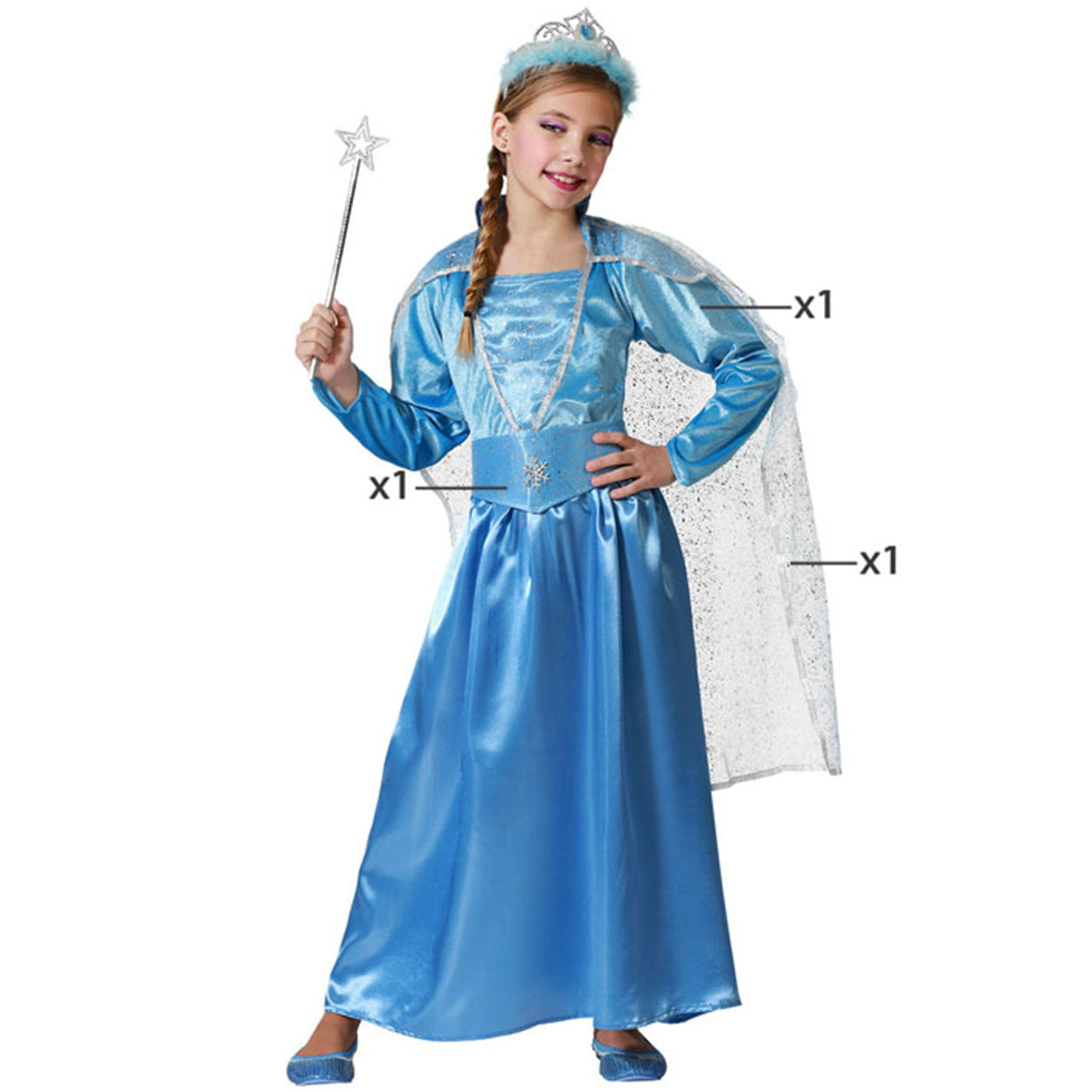 Costume Bambina Principessa Cenerentola Azzurra Tg 5/7A – Universo In Festa