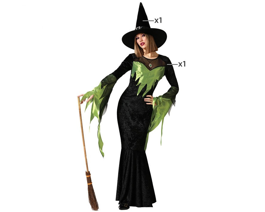 Costume Halloween Carnevale Strega Verde Morgana| Universo in