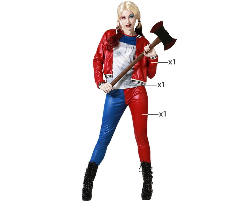 Costume Halloween Carnevale Harley Quinn Assassina Donna