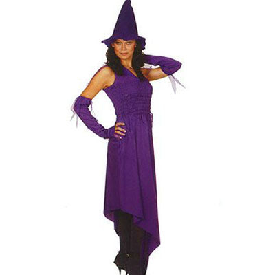 🧙‍♀️ Costume Strega Donna Viola – Vestito con Cappello e Guanti Halloween