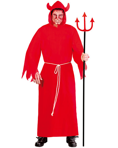 😈 Costume Diavolo Adulto Rosso – Tunica con Cappuccio e Corna Halloween