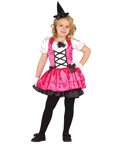 🧙‍♀️ Costume Strega Bambina Rosa e Nero – Vestito con Cappello Halloween