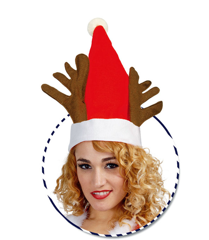 Cappello Babbo Natale con corna di renna