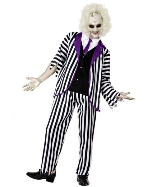 🖤🤍 Costume Fantasma a Righe Adulto – Completo Horror con Giacca e Pantaloni Halloween