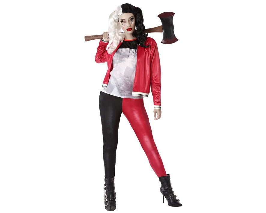 🖤❤️ Costume Harley Style Donna – Giacca, Maglia e Leggings Halloween Carnevale