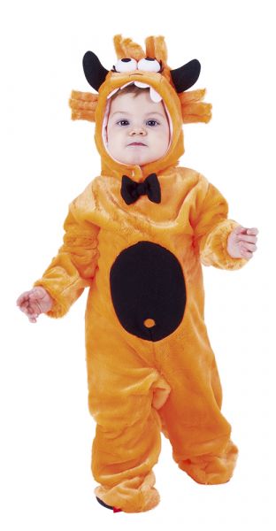 👾 Costume Mostriciattolo Arancione per Neonato/Neonata – Travestimento Morbido Halloween