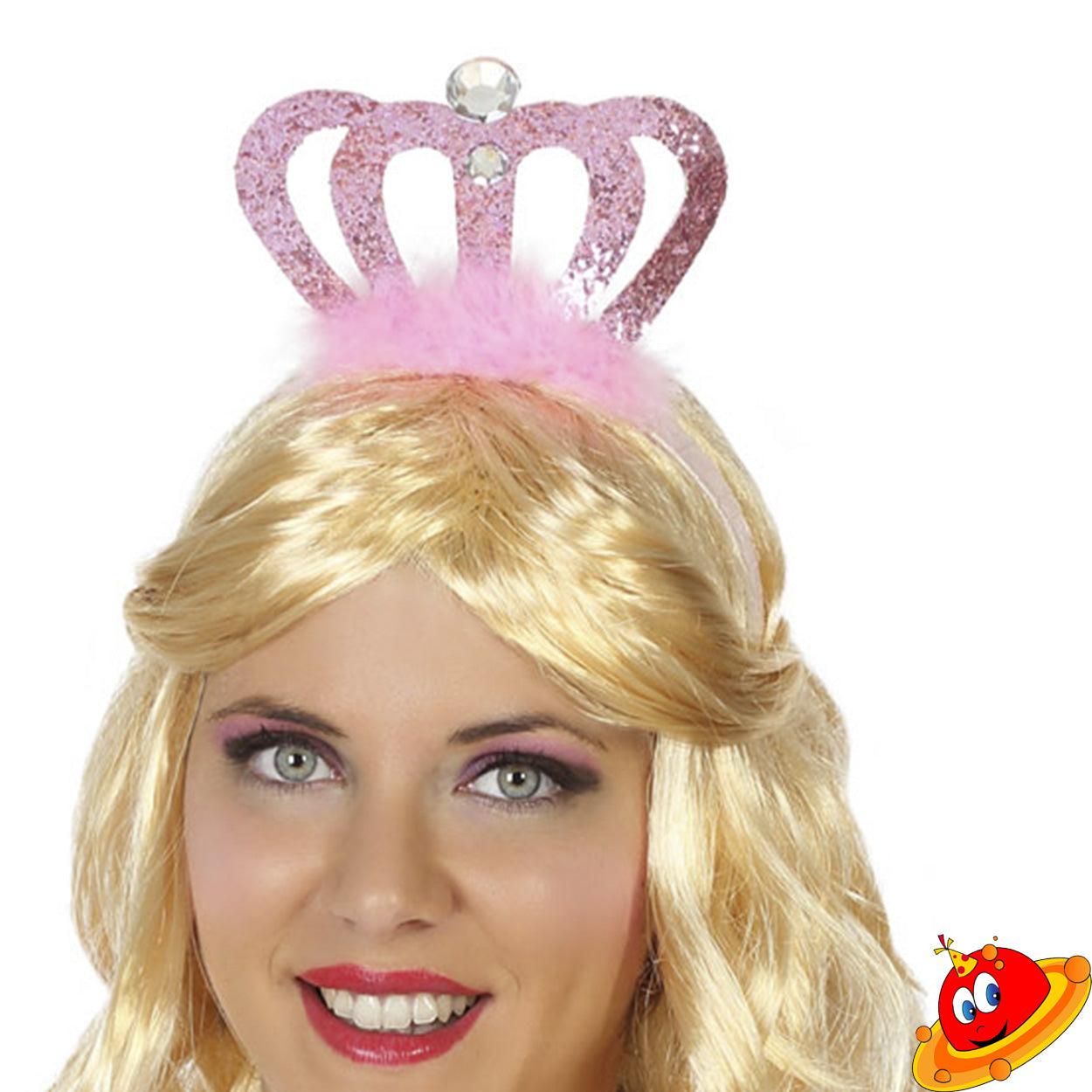 Cerchietto corona principessa rosa glitterata