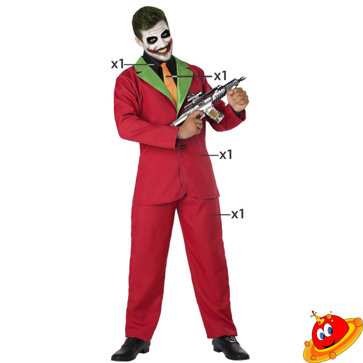 Costume Uomo Joker Rosso Gangster Tg 48a58