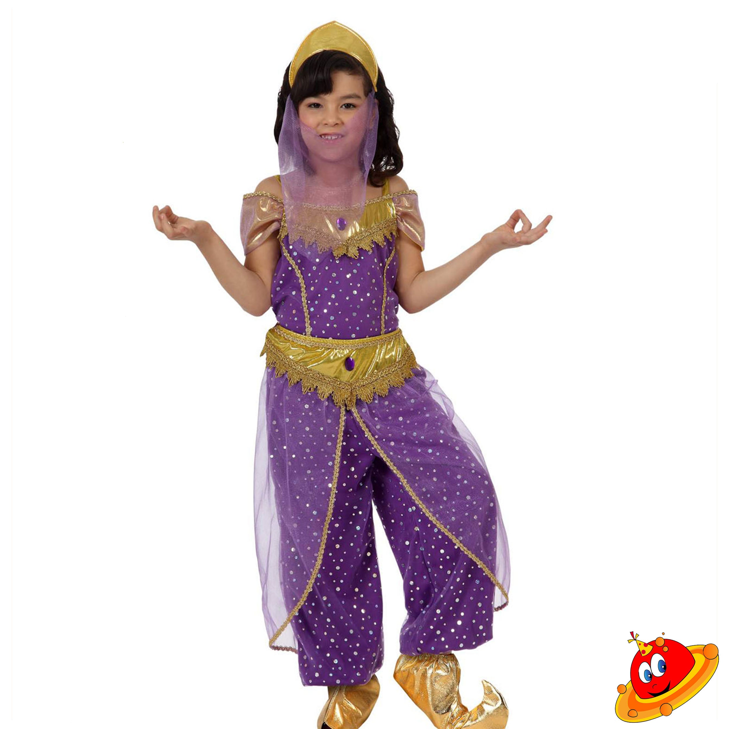 Costume Bambina Principessa Orentale Araba Jasmine Tg 3/12 A