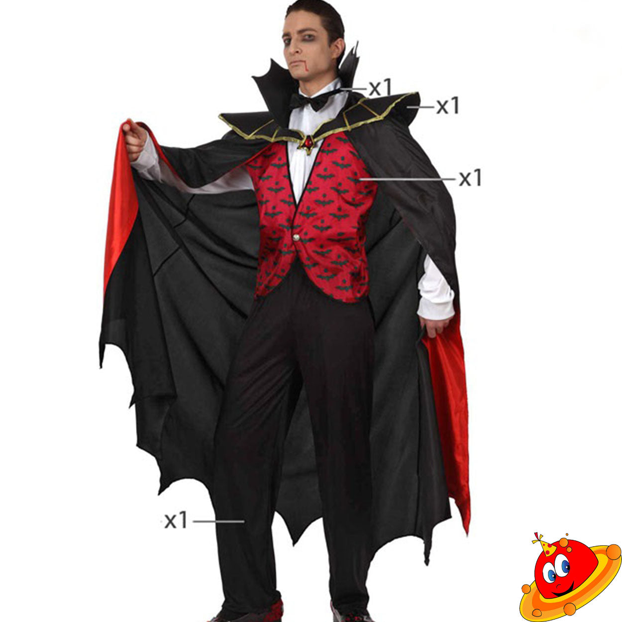 Costume Uomo Vampiro Conte Dracula Milord Tg48-56