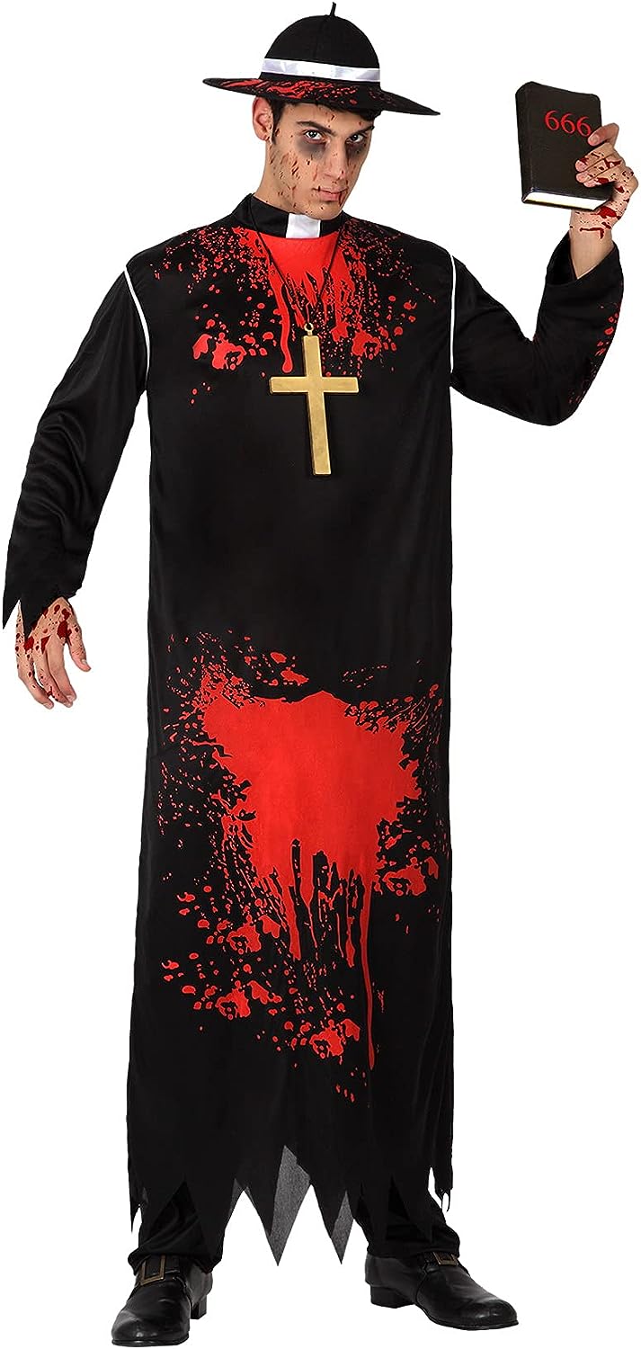 Costume Uomo Prete Parroco Zombie Assassino Tg 52a54