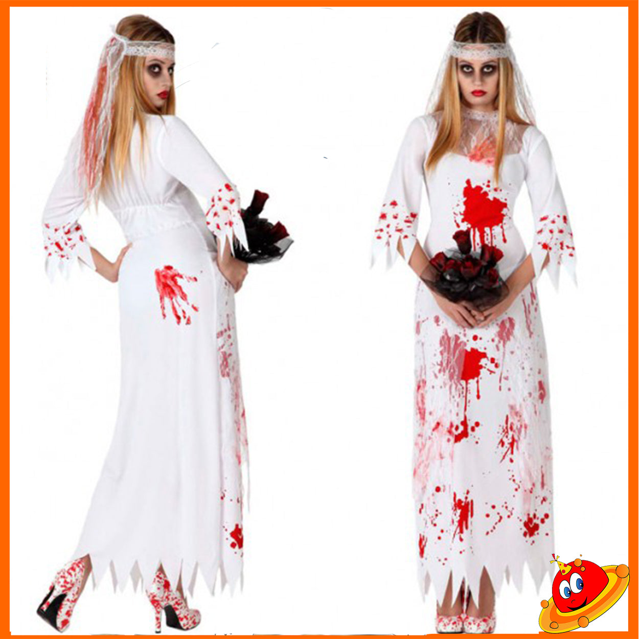 Costume Donna Sposa Insanguinata Fantasma Tg 36a42