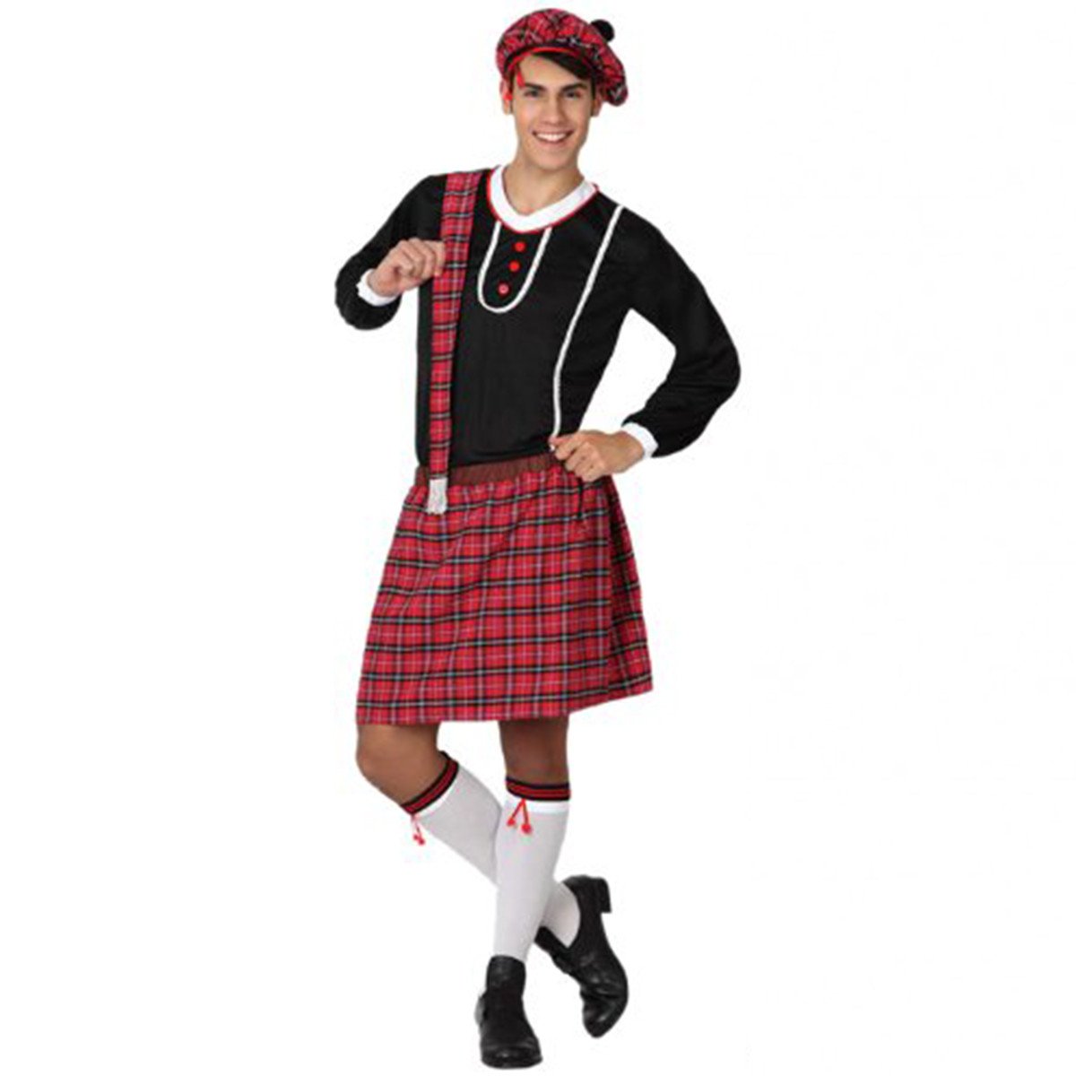 Costume Uomo Scozzese Highlander Rosso Tg 52/58