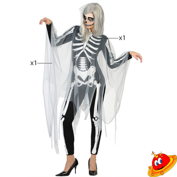 Costume Donna Travestimento Halloween Scheletro Oro