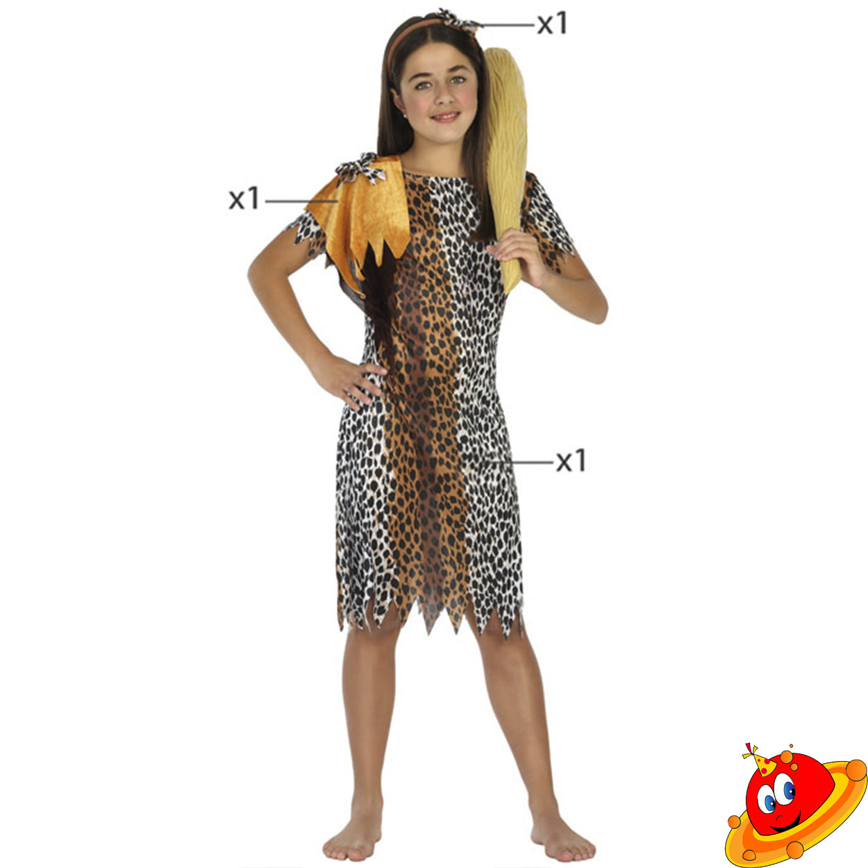 Costume Bambina Primitiva Neanderthal Flientstones Antenati Tg 5/12A