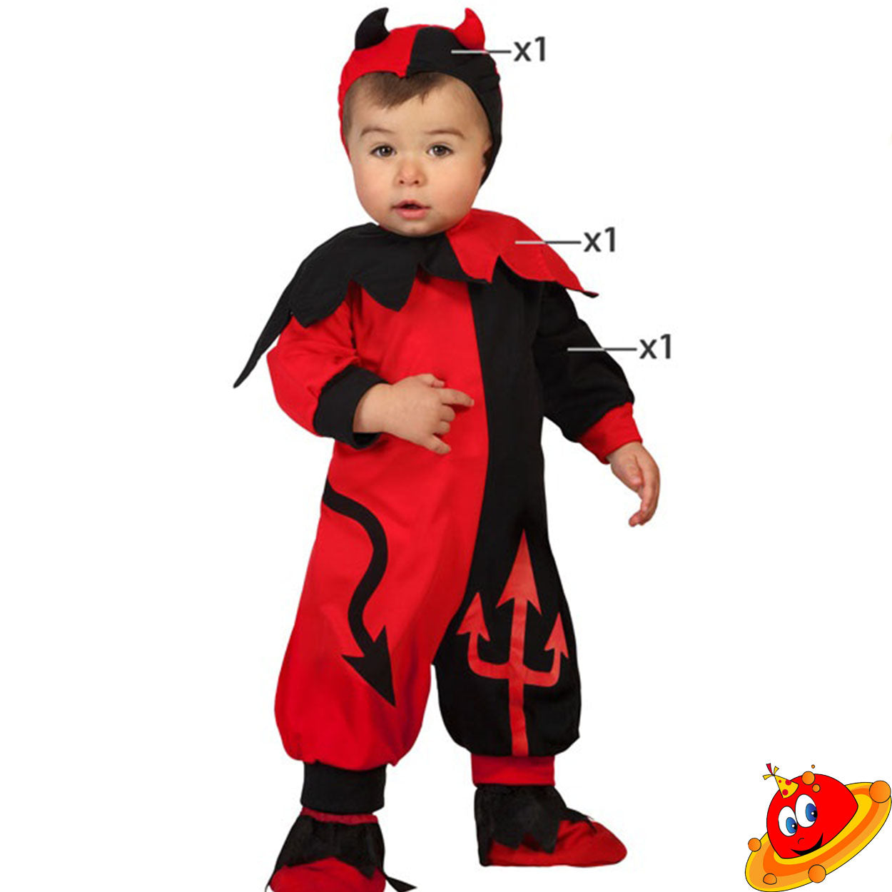 Costume Halloween Baby Diavoletto Diavoletta Rosso