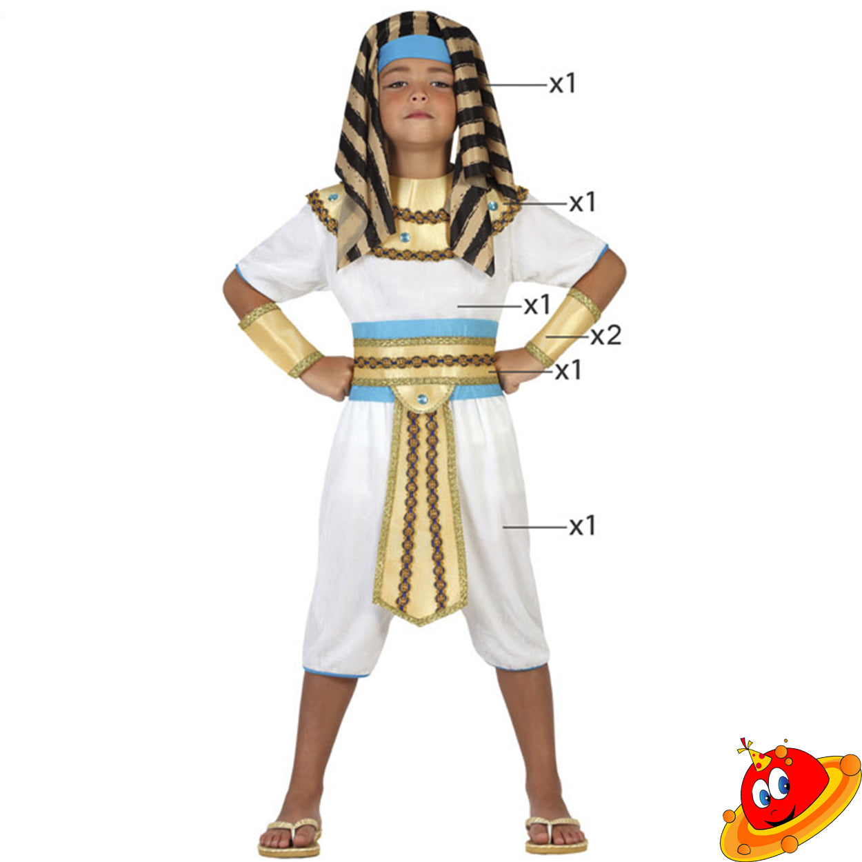 Costume Bambino da Faraone Egiziano Tg 5/7A
