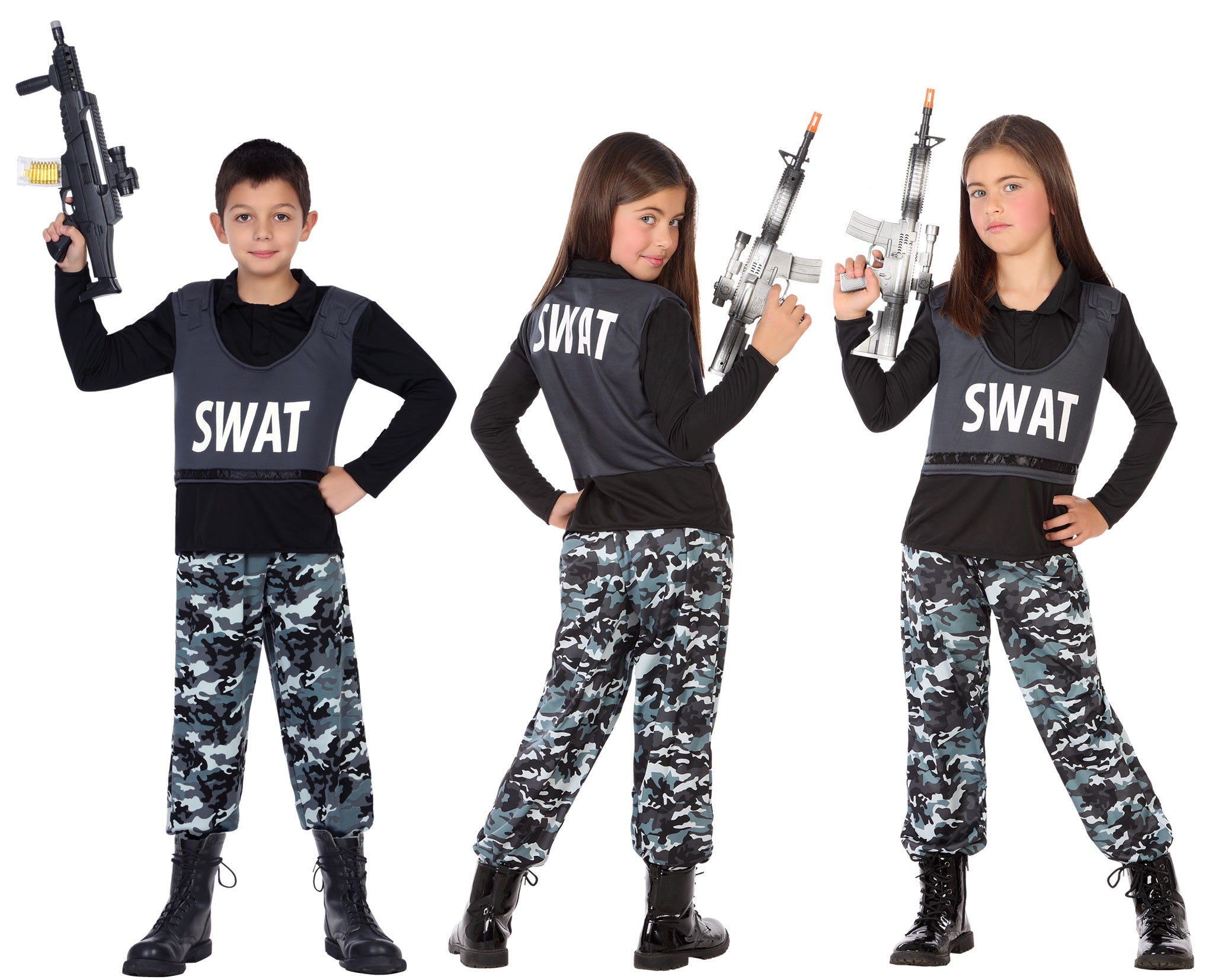 Costume Bambino Bambina Poliziotta Poliziotto Swat Tg 7/12 A
