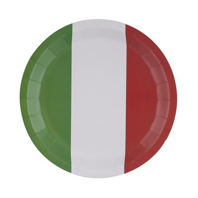 Gadget tifosi Italia piattini tricolore cm 23 conf.8 pz