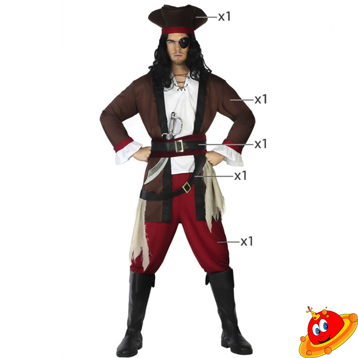 Costume Uomo Pirata Joack Sparrow Tg 48/60