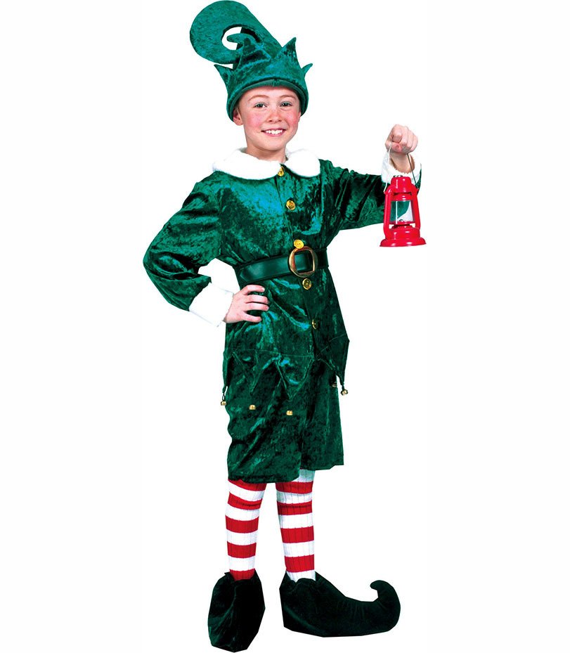 Costume aiutante di Babbo Natale Elfo Folletto  Lusso