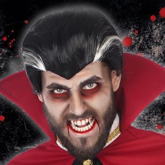 Parrucca nera con mèche bianche Vampiro Conte Dracula