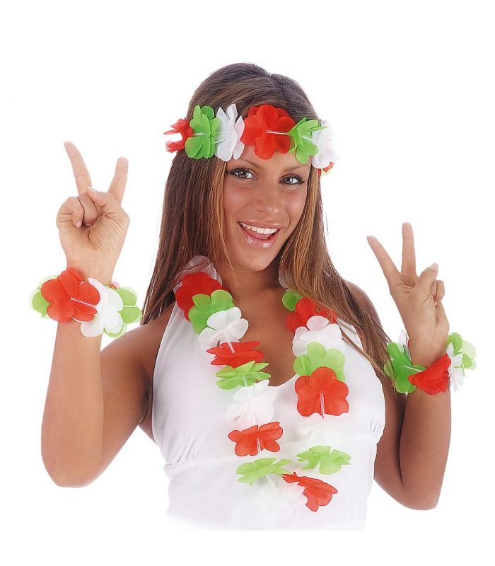 Set Hawaiano Tricolore Gadget per festa tifoso Italia