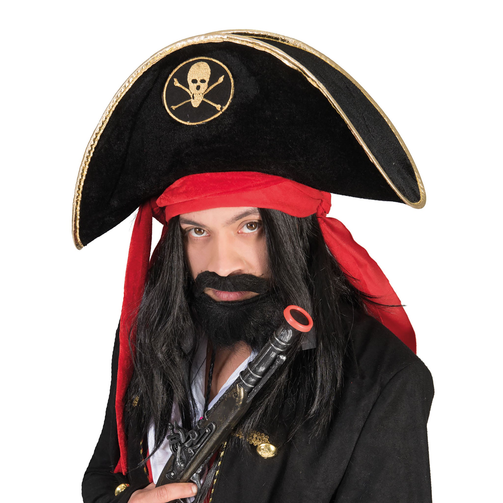 Travestimento Pirata Piratessa Cappello con teschio e decori dorati