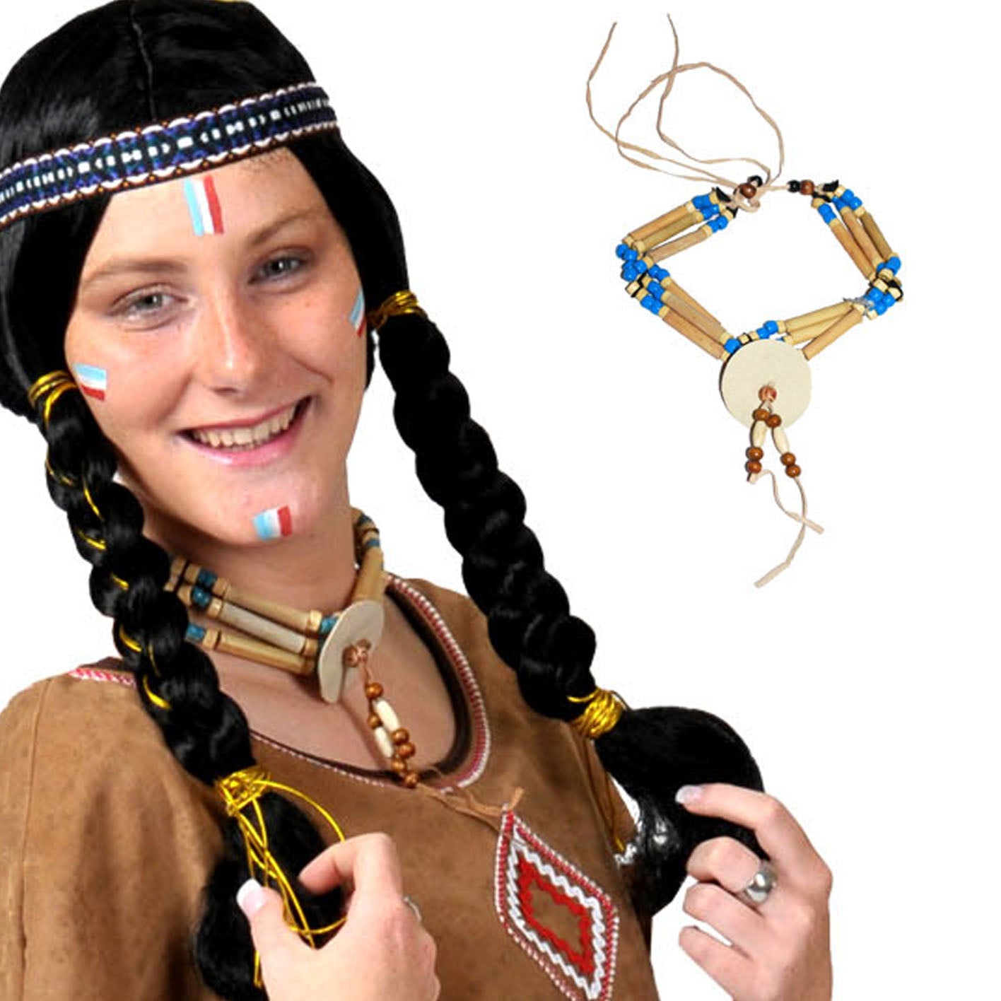 Travestimento Indiano Indiana collana girocollo adulti bambini amuleto guerriero