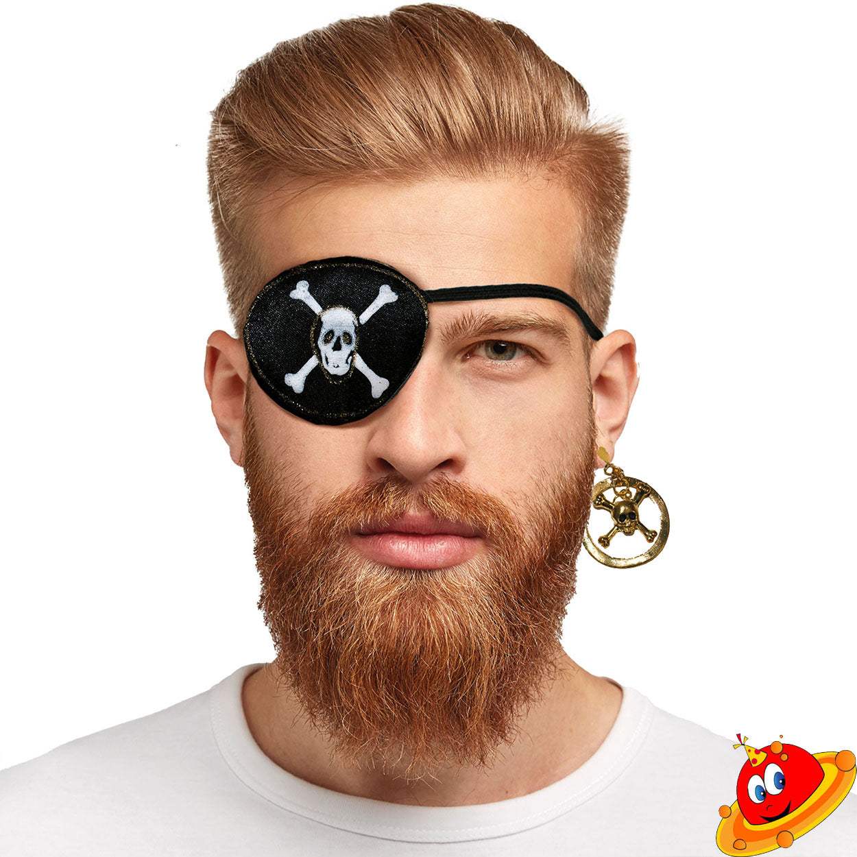 Benda Pirata per l'occhio in stoffa ed orecchino Benda Pirata per l'occhio in stoffa ed orecchino