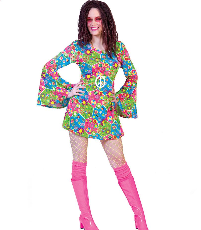 Costume Vestito Hippie donna Tg 36/42