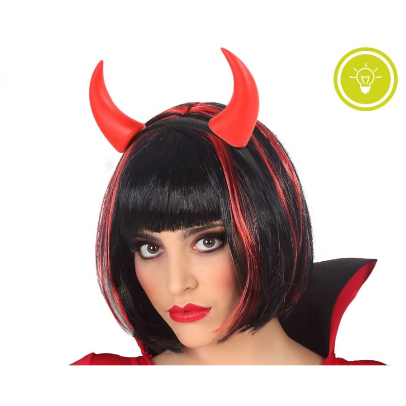 😈 Cerchietto con Corna da Diavoletta Luminose – Accessorio Halloween Rosso 🔥