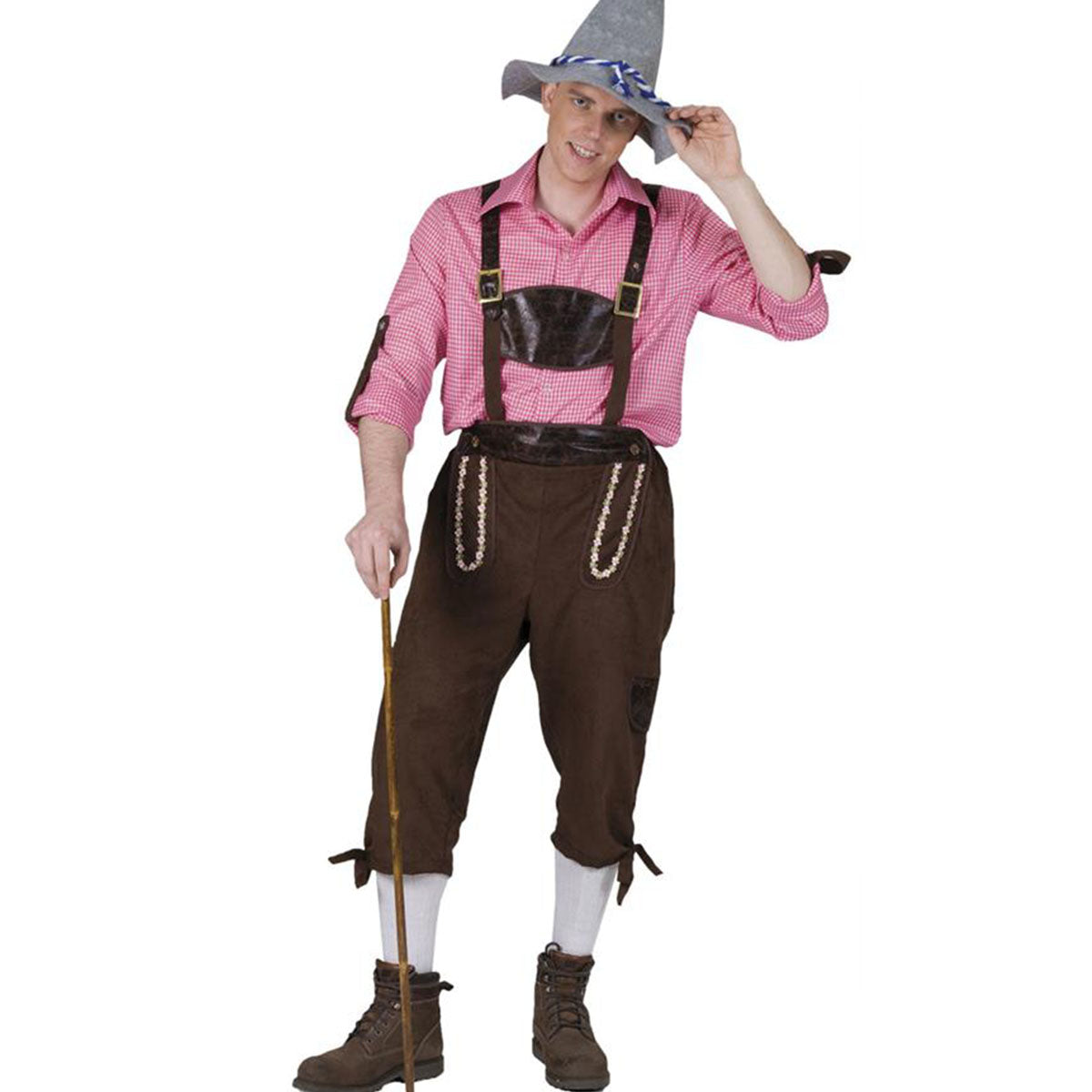 Costume Uomo Pantalone Marrone Tirolese Bavarese Tg 48/56