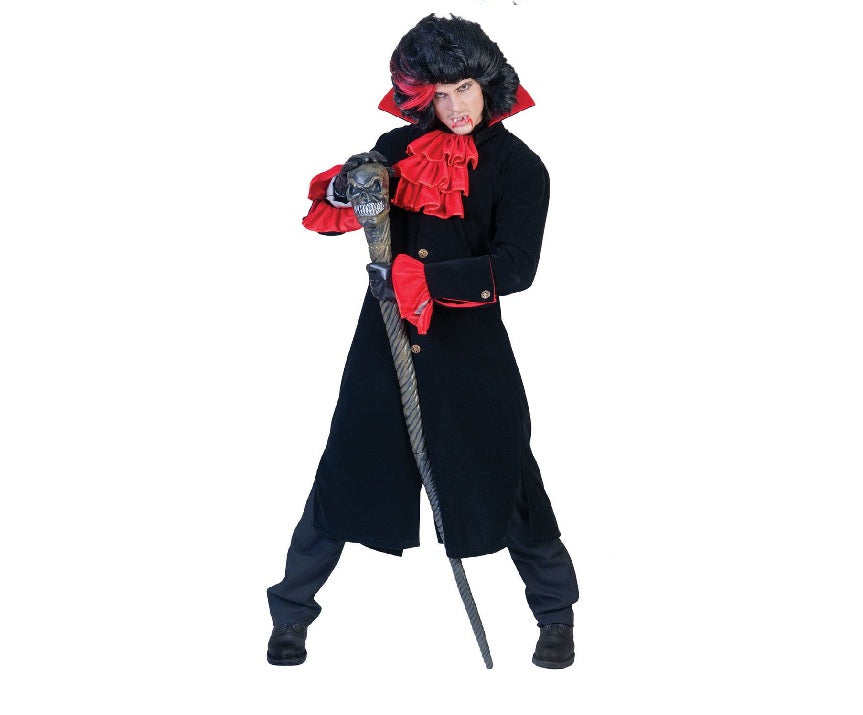 🧛 Costume Vampiro Gotico Adulto – Completo Nero Rosso con Mantello Halloween