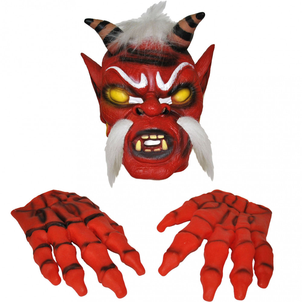 Travestimento Halloween Maschera Diavolo con guanti