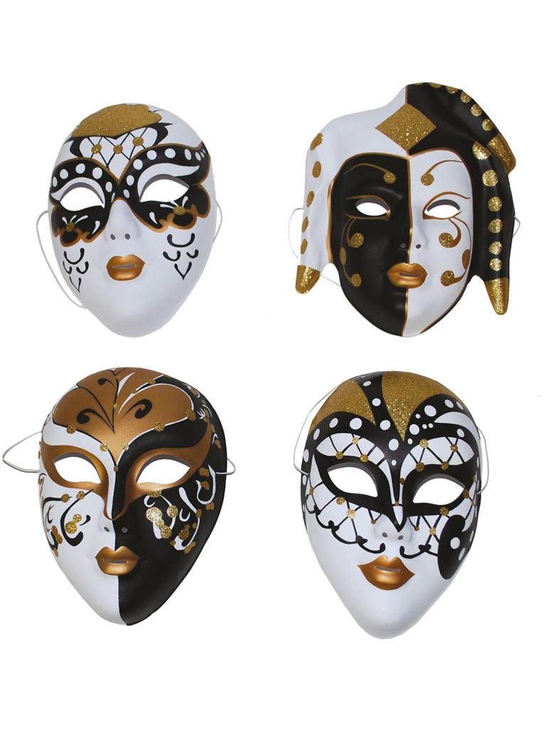 Maschere Veneziane Intere "Gold & Black Heritage" – L'Essenza del Mistero! SET di 4 🎭📜