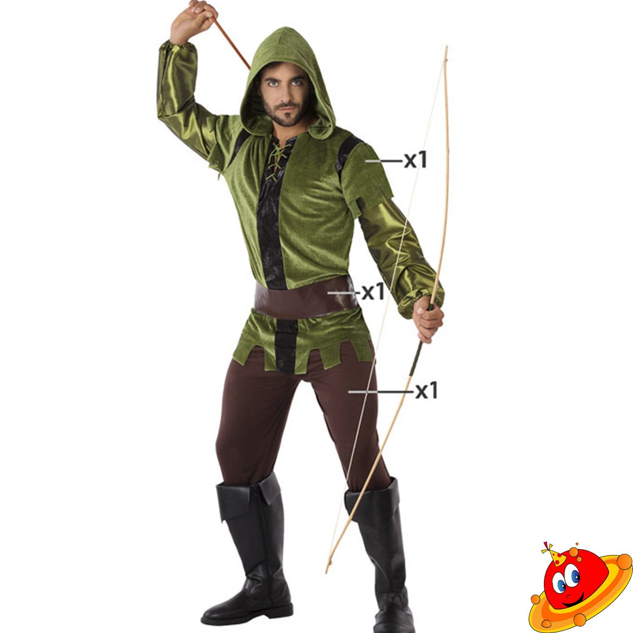 Costume Uomo Arciere Robin Hood